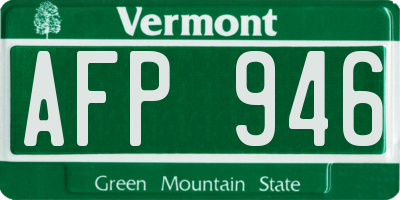 VT license plate AFP946