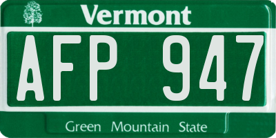 VT license plate AFP947