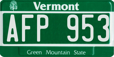 VT license plate AFP953
