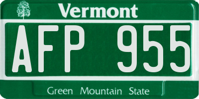 VT license plate AFP955