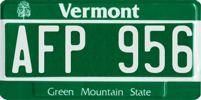 VT license plate AFP956