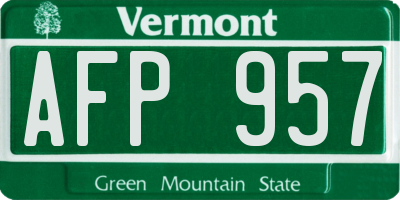 VT license plate AFP957