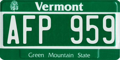 VT license plate AFP959