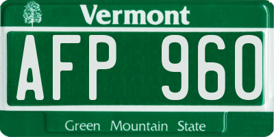 VT license plate AFP960