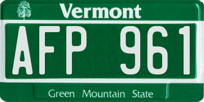 VT license plate AFP961