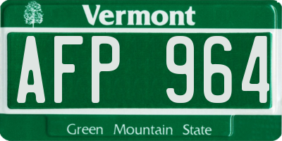 VT license plate AFP964