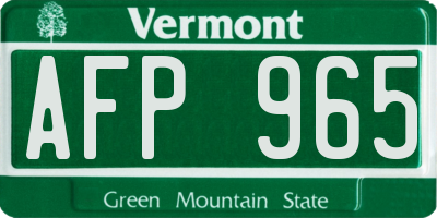 VT license plate AFP965