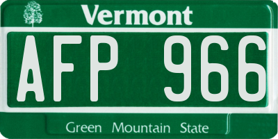 VT license plate AFP966