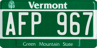 VT license plate AFP967