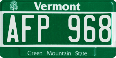 VT license plate AFP968