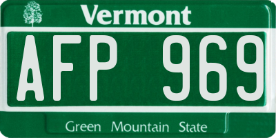 VT license plate AFP969