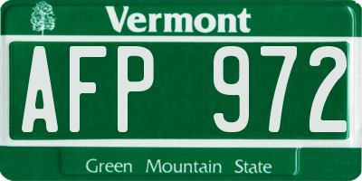 VT license plate AFP972