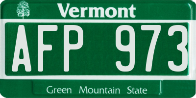 VT license plate AFP973