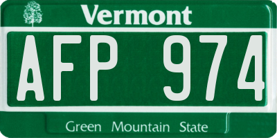 VT license plate AFP974