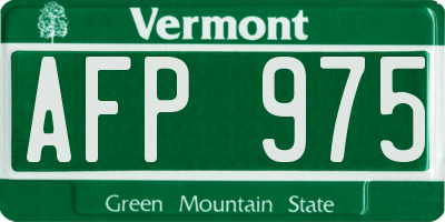 VT license plate AFP975