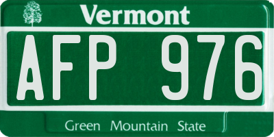 VT license plate AFP976