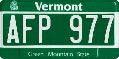VT license plate AFP977