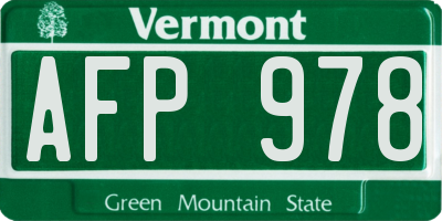 VT license plate AFP978