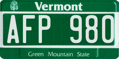 VT license plate AFP980