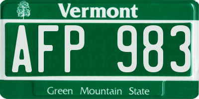VT license plate AFP983