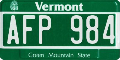VT license plate AFP984