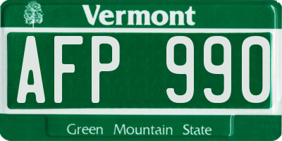 VT license plate AFP990