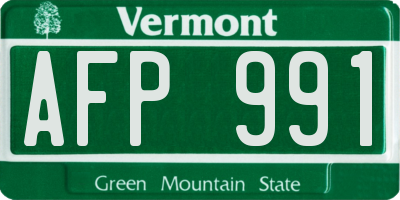VT license plate AFP991