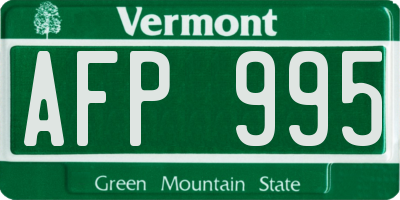 VT license plate AFP995