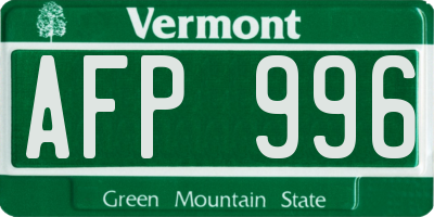VT license plate AFP996