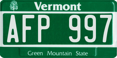 VT license plate AFP997