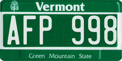 VT license plate AFP998