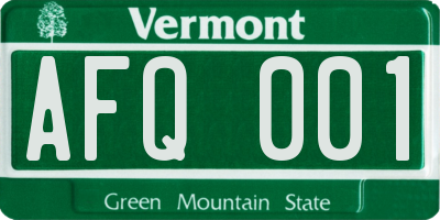 VT license plate AFQ001