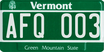 VT license plate AFQ003