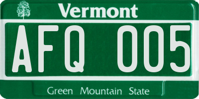 VT license plate AFQ005