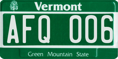 VT license plate AFQ006