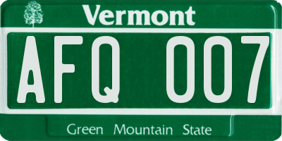 VT license plate AFQ007