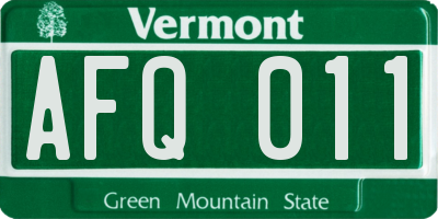 VT license plate AFQ011