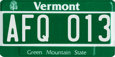 VT license plate AFQ013