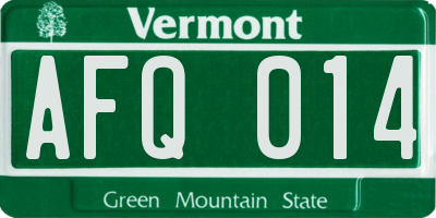 VT license plate AFQ014
