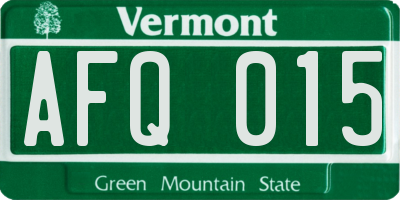 VT license plate AFQ015