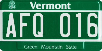 VT license plate AFQ016