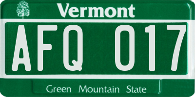 VT license plate AFQ017