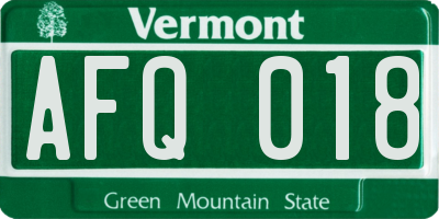 VT license plate AFQ018