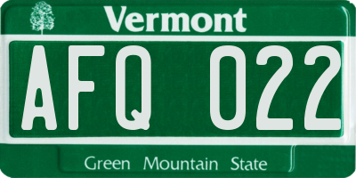 VT license plate AFQ022