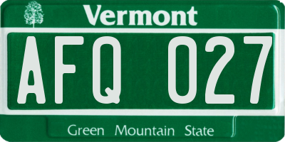 VT license plate AFQ027