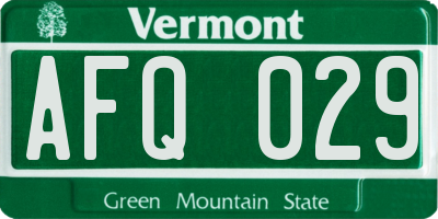 VT license plate AFQ029