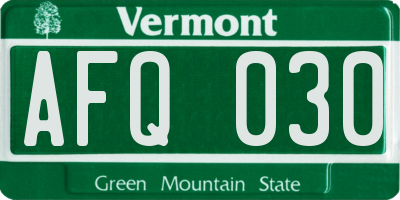 VT license plate AFQ030