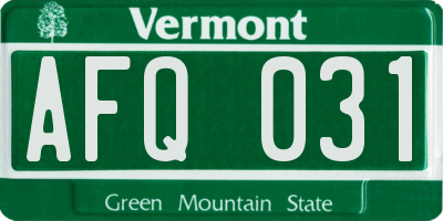 VT license plate AFQ031