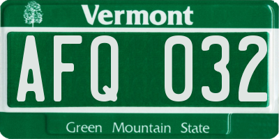 VT license plate AFQ032