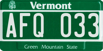 VT license plate AFQ033